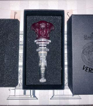 Rosenthal Versace Crystal Medusa Wine Bottle Stopper Red.  Collector Item