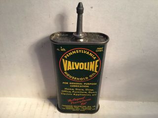 Vintage Valvoline Oil Can handy oiler Lead Top 3 oz Rare tin Texaco Mobil Mopar 10