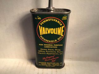 Vintage Valvoline Oil Can handy oiler Lead Top 3 oz Rare tin Texaco Mobil Mopar 2