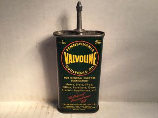 Vintage Valvoline Oil Can handy oiler Lead Top 3 oz Rare tin Texaco Mobil Mopar 3