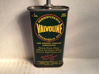 Vintage Valvoline Oil Can handy oiler Lead Top 3 oz Rare tin Texaco Mobil Mopar 4