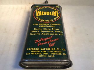 Vintage Valvoline Oil Can handy oiler Lead Top 3 oz Rare tin Texaco Mobil Mopar 8