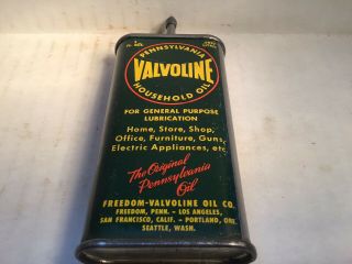 Vintage Valvoline Oil Can handy oiler Lead Top 3 oz Rare tin Texaco Mobil Mopar 9