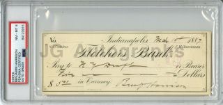 Benjamin Harrison U.  S.  President Autographed 1887 Check Psa/dna Graded Nm - Mt 8
