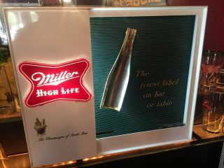 Large Miller High Life Champagne Of Bottle Beer Lighted Motion Sign -