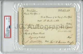 Dewitt Clinton - Mayor & Governor Of Nyc / Ny - Psa/dna Slabbed 1813 Document