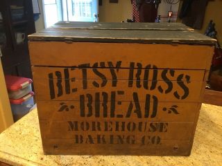 Antique Wood Box Betsy Ross Bread Box Antique /vintage C1900