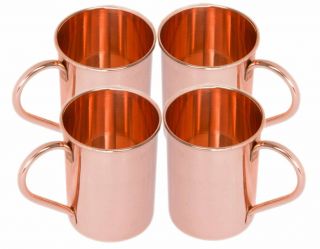 Classic Solid Copper Moscow Mule Mug Pure Copper No Lining Smooth Finish Set Of4