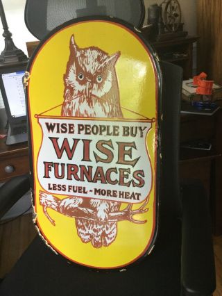 Old Wise Owl Furnaces Porcelain Sign