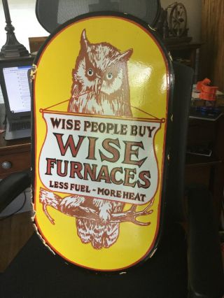 Old Wise Owl Furnaces Porcelain Sign 2