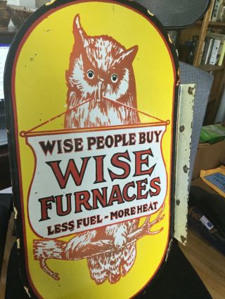 Old Wise Owl Furnaces Porcelain Sign 3