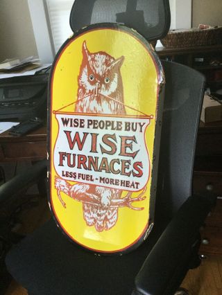 Old Wise Owl Furnaces Porcelain Sign 6