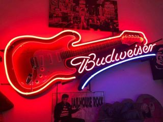Budweiser Limited Edition Electric Guitar Neon Sign Aria 46 1/2 " X 20 "