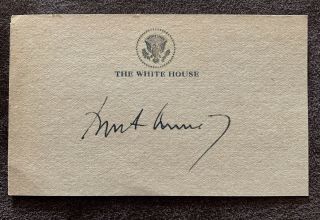 Unknown Mystery The White House Us Government Autographed Signed Photo Card
