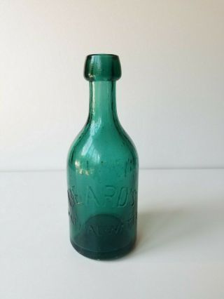 Gorgeous Teal Green Beard ' s Mineral Water Boston Squat Bottle Pontil Era 2