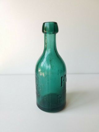 Gorgeous Teal Green Beard ' s Mineral Water Boston Squat Bottle Pontil Era 3