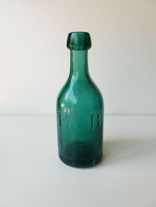 Gorgeous Teal Green Beard ' s Mineral Water Boston Squat Bottle Pontil Era 4