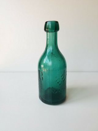 Gorgeous Teal Green Beard ' s Mineral Water Boston Squat Bottle Pontil Era 5