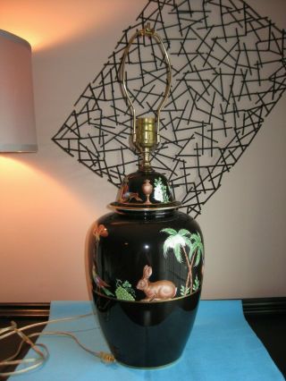 Rare Tiffany Private Stock Le Tallec Porcelain Urn Table Lamp In Black Shoulder