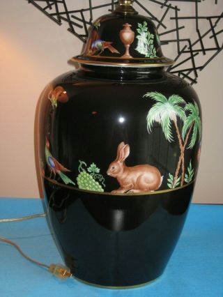 Rare Tiffany Private Stock Le Tallec Porcelain Urn Table Lamp in Black Shoulder 2