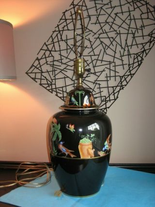 Rare Tiffany Private Stock Le Tallec Porcelain Urn Table Lamp in Black Shoulder 4