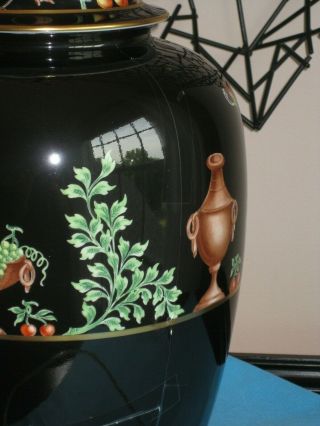 Rare Tiffany Private Stock Le Tallec Porcelain Urn Table Lamp in Black Shoulder 7