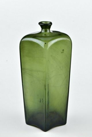 18th / 19th Century Green Blown Glass Gin Bottle With Tapered Form