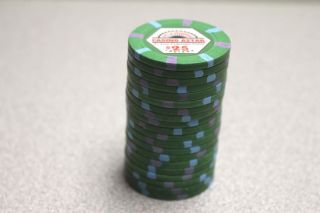 20 PAULSON TOP HAT AND CANE,  CITY OF EVANSVILLE CASINO AZTAR $25 POKER CHIPS 2