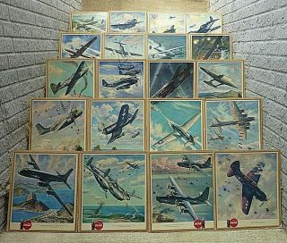 Vintage Coca - Cola 1943 Ww Ii Airplane Lithography Poster - Full Set Of 20