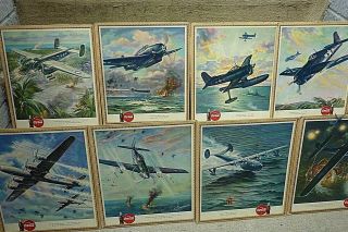 Vintage COCA - COLA 1943 WW II Airplane Lithography Poster - Full SET OF 20 4
