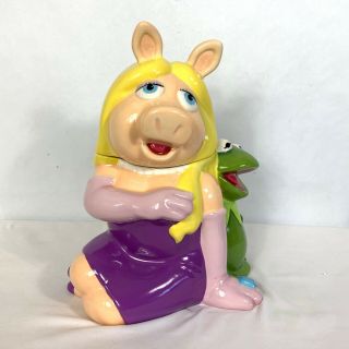 The Muppets Miss Piggy & Kermit the Frog Cookie Jar Sesame Street NIOB 2