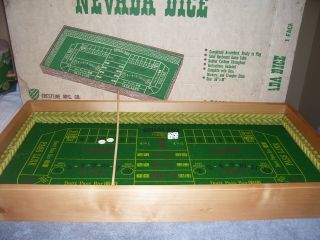 Antique 35 " X 18.  5 " Nevada Dice Craps Table Top Solid Wood Gaming Practice W/box