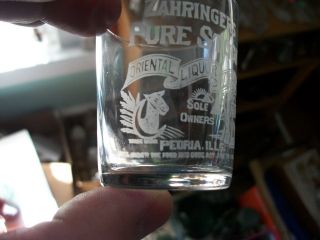 SCARCE ZAHRINGER ' S PURE STOCK ORIENTAL WHISKEY GLASS PEORIA CAMEL PYRAMID SPHINX 2