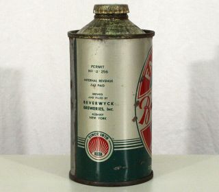 FAMOUS BEVERWYCK BBBB •SILVER• LOW - PROFILE CONE TOP BEER CAN ALBANY,  YORK NY 4