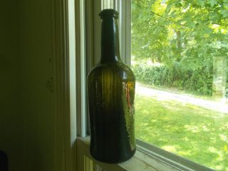 1770s Blown Sand Pontil Blackglass Cylinder Rum Bottle Crude Colonial Era