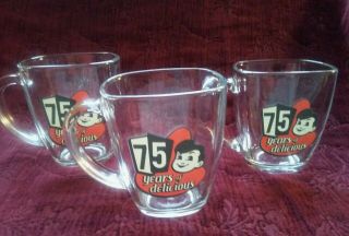 Big Boy Restaurant 75 Years Of Delicious Square Glass Mugs - Set Of 3