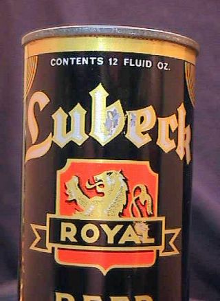 LUBECK ROYAL BEER - LATE 1930 ' S - OPENING INSTRUCTIONAL FLAT TOP CAN - CHICAGO 3