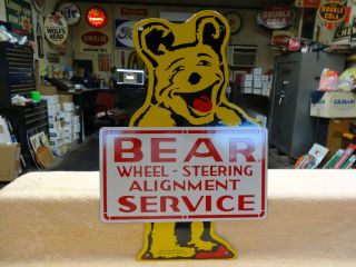 Double Sided Bear Service Porcelain Metal Gas Oil Sign
