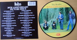 Beatles Picture Disc 7 " Vinyl Ballad Of John And Yoko The 20th Anniversary
