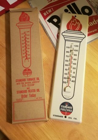 Old Vintage Standard Heating Oil Thermometer Nos Gas Station Soda Oil Rack