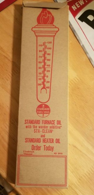 OLD VINTAGE STANDARD HEATING OIL THERMOMETER NOS GAS STATION SODA OIL RACK 5
