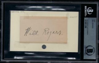 Will Rogers (d.  1935) Signed Cut 3x5 Index Autographed Bas Cowboy Humorist