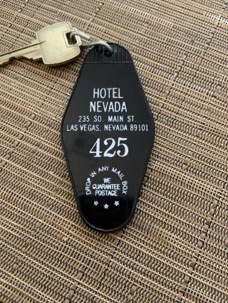 Vintage Hotel Nevada Key Chain.  Black.
