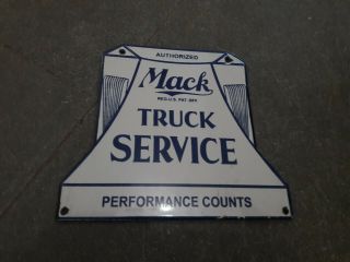 Porcelain Mack Truck Service Enamel Sign Size 7 " X 8 " Inches