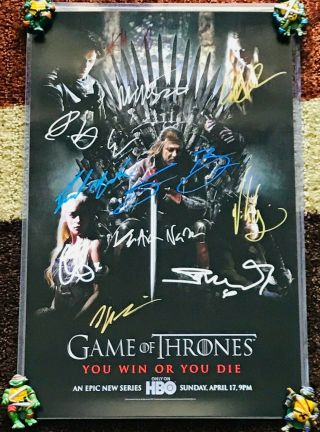 Game Of Thrones Poster Signed By Maisie Williams Peter Dinklage Sean Bean & More