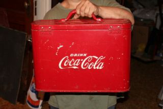 Rare Vintage 1940 ' s Coca Cola Soda Pop Airline Cooler Embossed Metal Sign 3