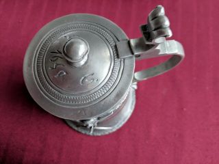 Large 95 Zinn Pewter Stein with loose Medallions Made in Germany 7