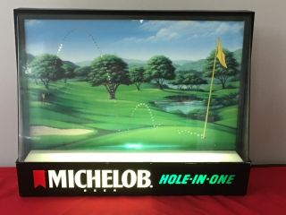 Michelob Beer Golf Motion Hole In One Sign Light 1992