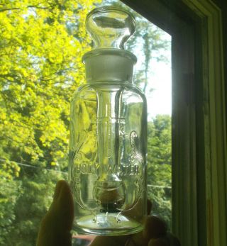 1890s Catholic Holy Water Emb Bottle & Glass Shaker Stopper By Priest