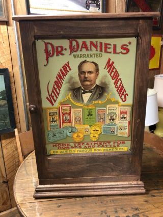 Dr Daniels Veterinary Medicine Display Cabinet - Tin Litho Sign Front